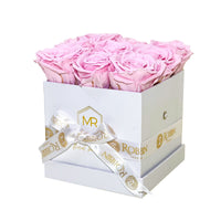 Medium Box Preserved Roses Miami Florida. Preserved Roses Robbin Legacy Light Pink White 