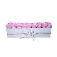 Rectangular Box Preserved Roses Miami Florida.. Preserved Roses Robbin Legacy Light Pink White 