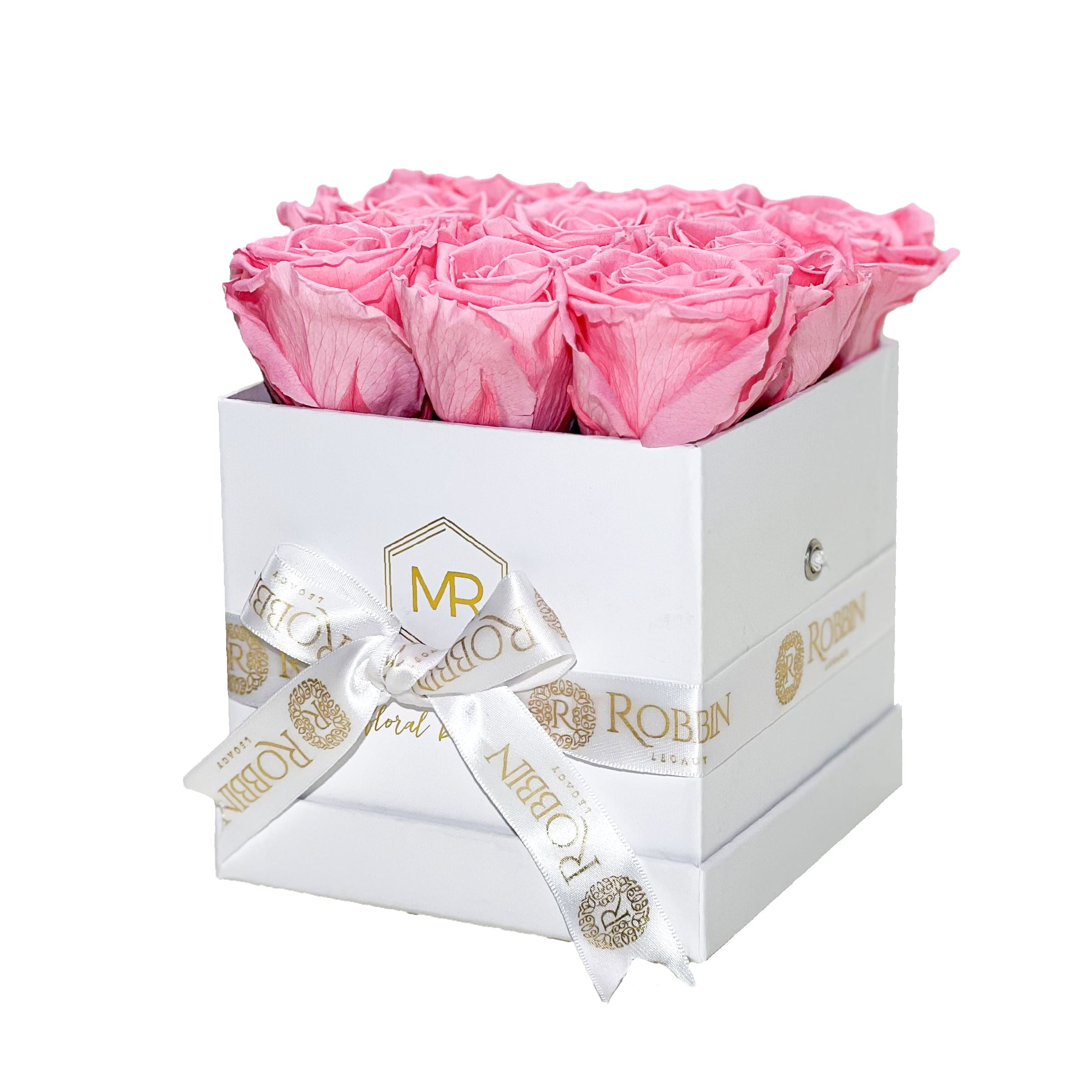 Medium Box Preserved Roses Miami Florida. Preserved Roses Robbin Legacy Pink White 