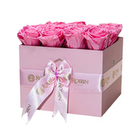 Squared Box Preserved Roses Miami Florida.. Preserved Roses Robbin Legacy Pink Pink 