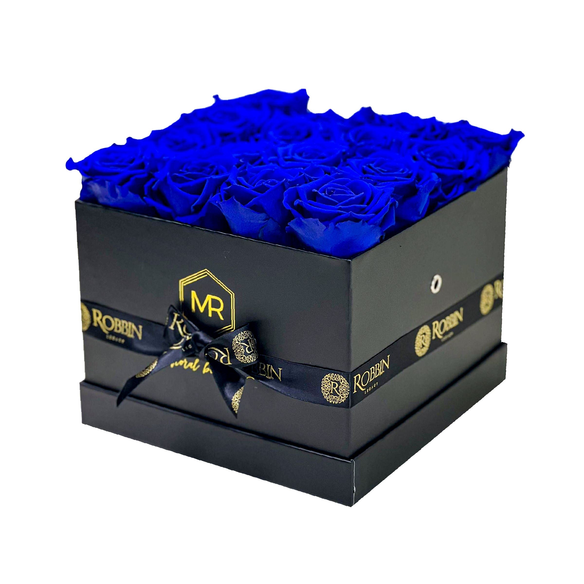Squared Box Preserved Roses Miami Florida.. Preserved Roses Robbin Legacy Blue Black 