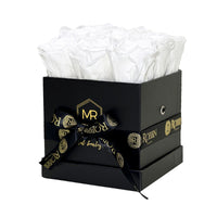 Medium Box Preserved Roses Miami Florida. Preserved Roses Robbin Legacy White Black 