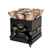 Medium Box Preserved Roses Miami Florida. Preserved Roses Robbin Legacy Gold Black 
