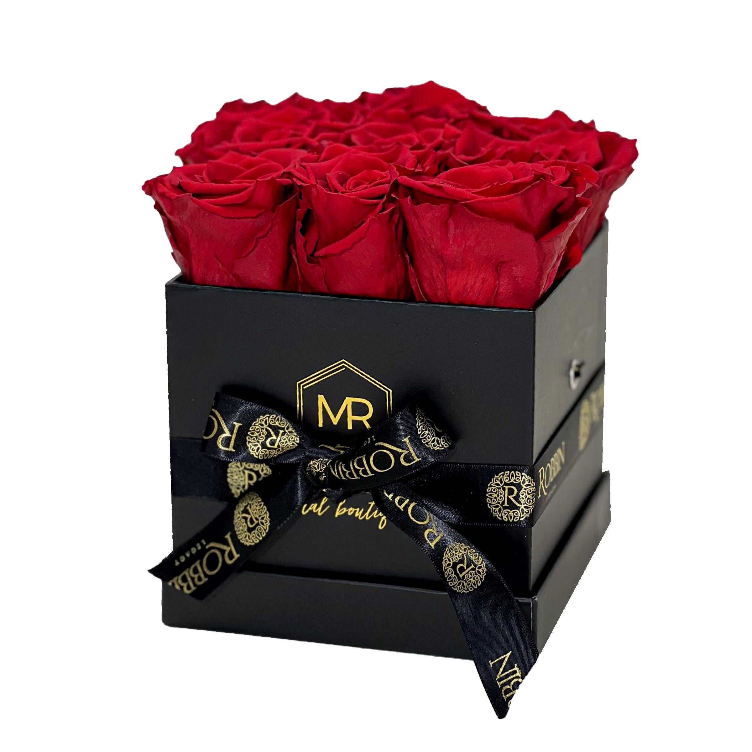 Medium Box Preserved Roses Miami Florida. Preserved Roses Robbin Legacy Red Black 