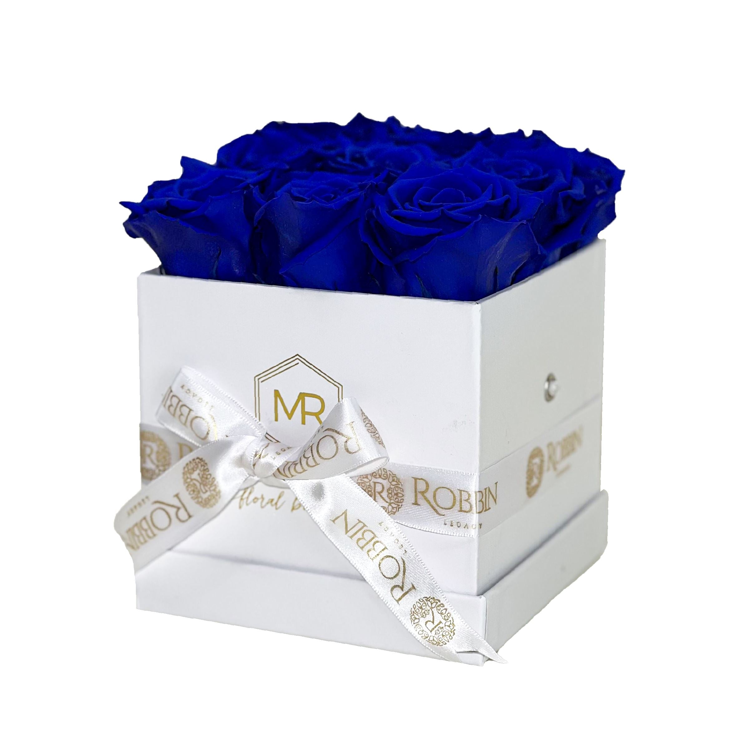 Medium Box Preserved Roses Miami Florida. Preserved Roses Robbin Legacy Blue White 