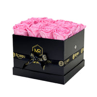 Squared Box Preserved Roses Miami Florida.. Preserved Roses Robbin Legacy Pink Black 