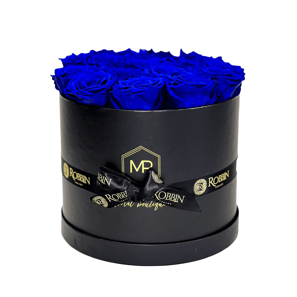 Circular Box Preserved Roses Miami Florida.. Preserved Roses Robbin Legacy Blue Black 