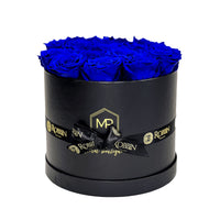 Circular Box Preserved Roses Miami Florida.. Preserved Roses Robbin Legacy Blue Black 