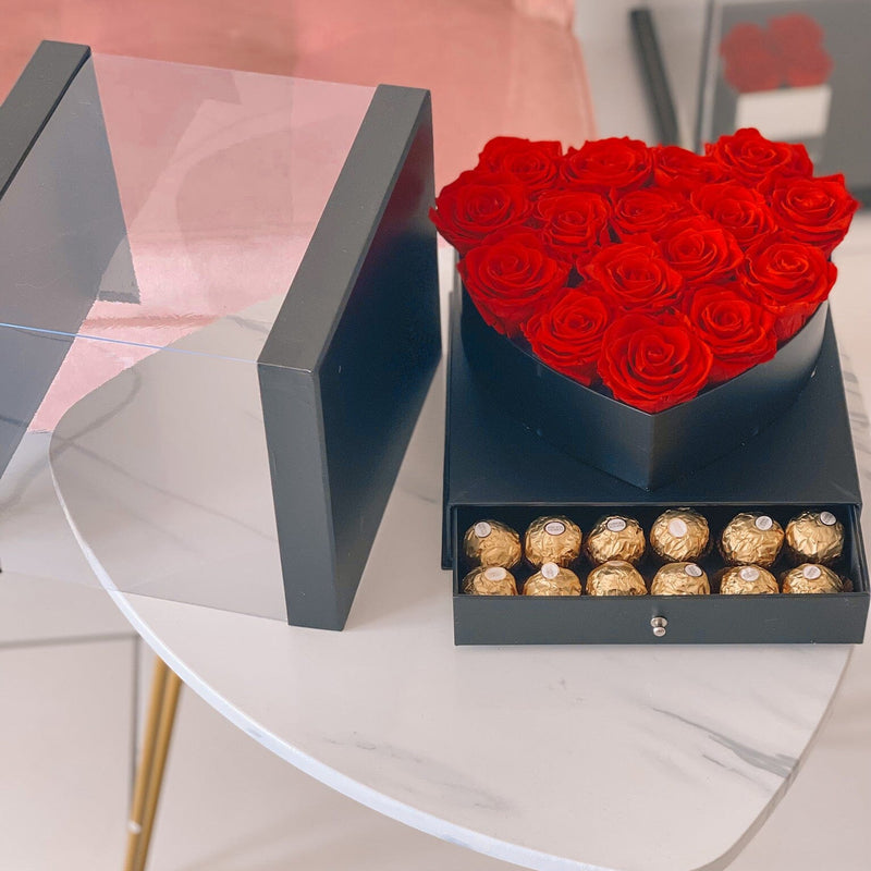 One Love Preserved Rose Box Ferrero Chocolate Miami Florida and Nationwide.. Preserved Roses Robbin Legacy 