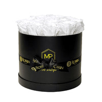 Circular Box Preserved Roses Miami Florida.. Preserved Roses Robbin Legacy White Black 
