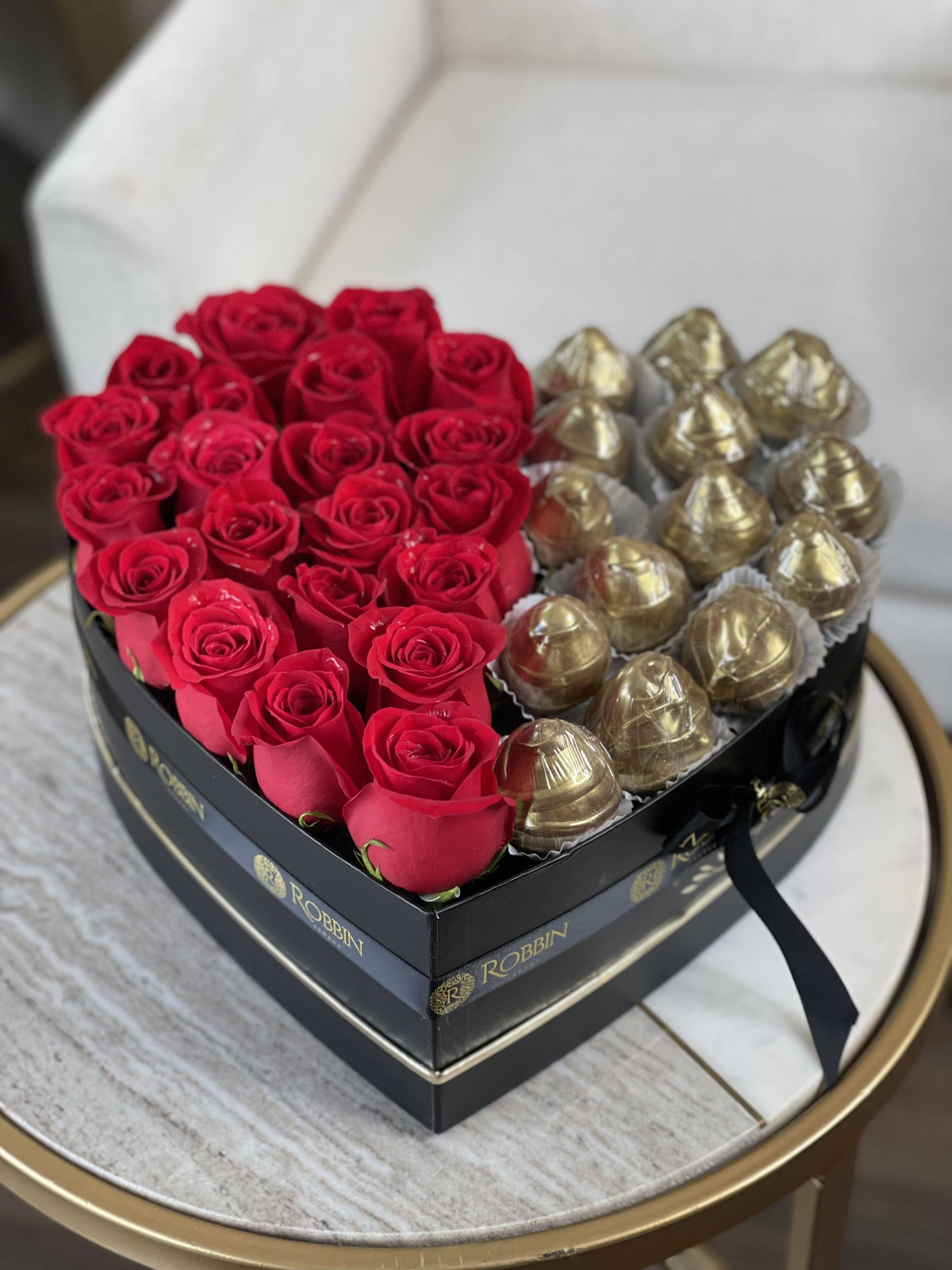 Half roses Half chocolate cover strawberries Robbin Legacy 