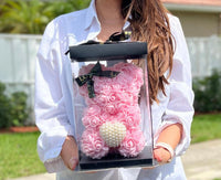 PINK ROSE BEAR + PEARL HEART 25 CM.. Rose Bear Robbin Legacy 