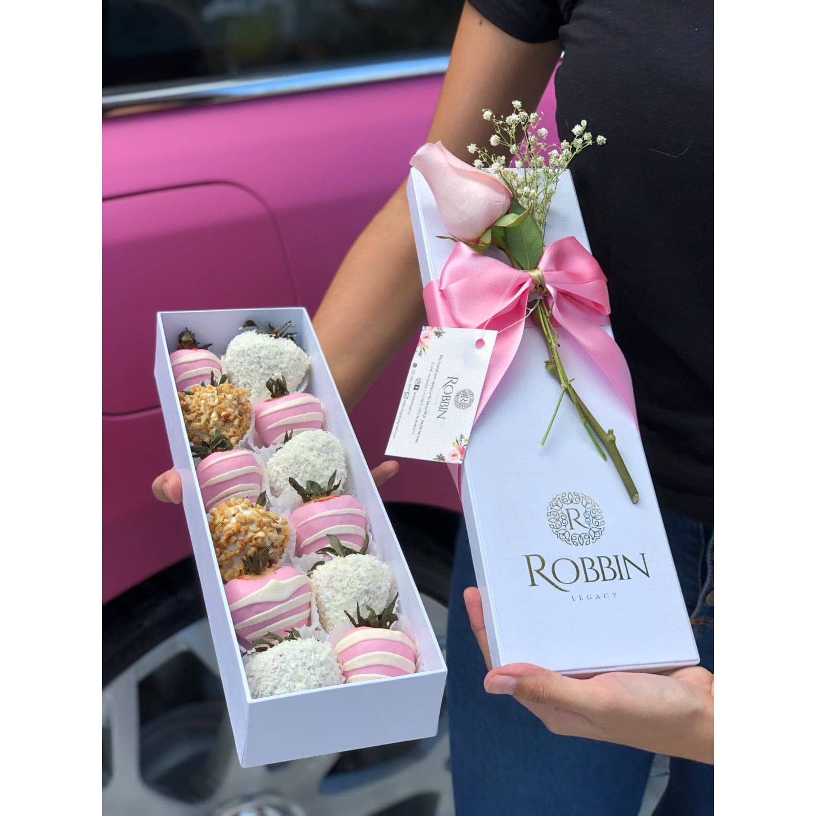 12 Chocolate Covered Strawberries Plus Pink Box Miami Florida. Chocolate Covered Strawberries robbin legacy 