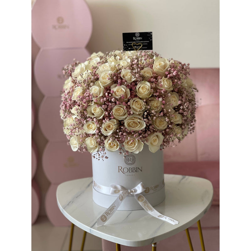 100 Fresh Roses Flowers and Baby Breath Miami Florida. Fresh Flowers Robbin Legacy 