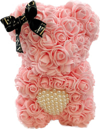 PINK ROSE BEAR + PEARL HEART 25 CM.. Rose Bear Robbin Legacy 