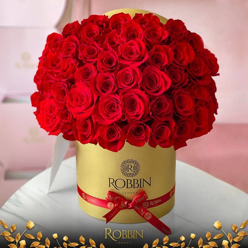 50 Fresh Roses Flowers Hat Box Miami Florida. Fresh Flowers robbin legacy 