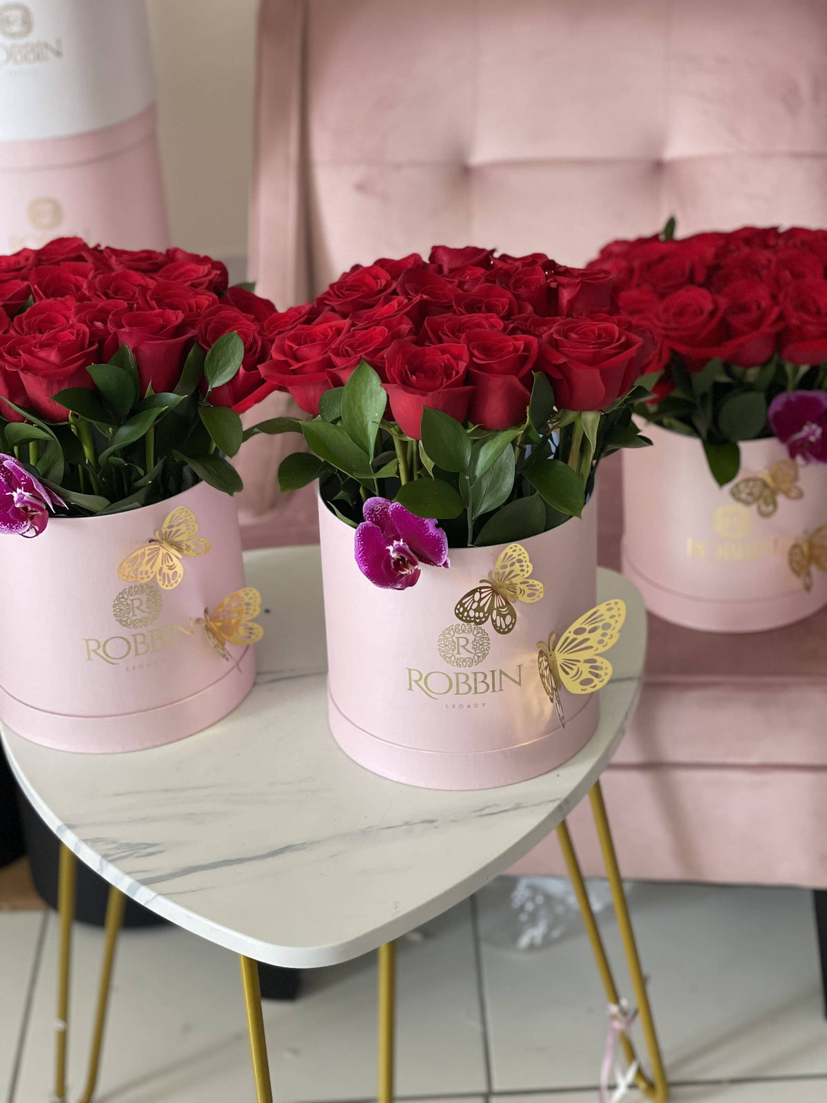23 Fresh Roses with butterflies arrangement and orchid Fresh Flowers Robbin Legacy 