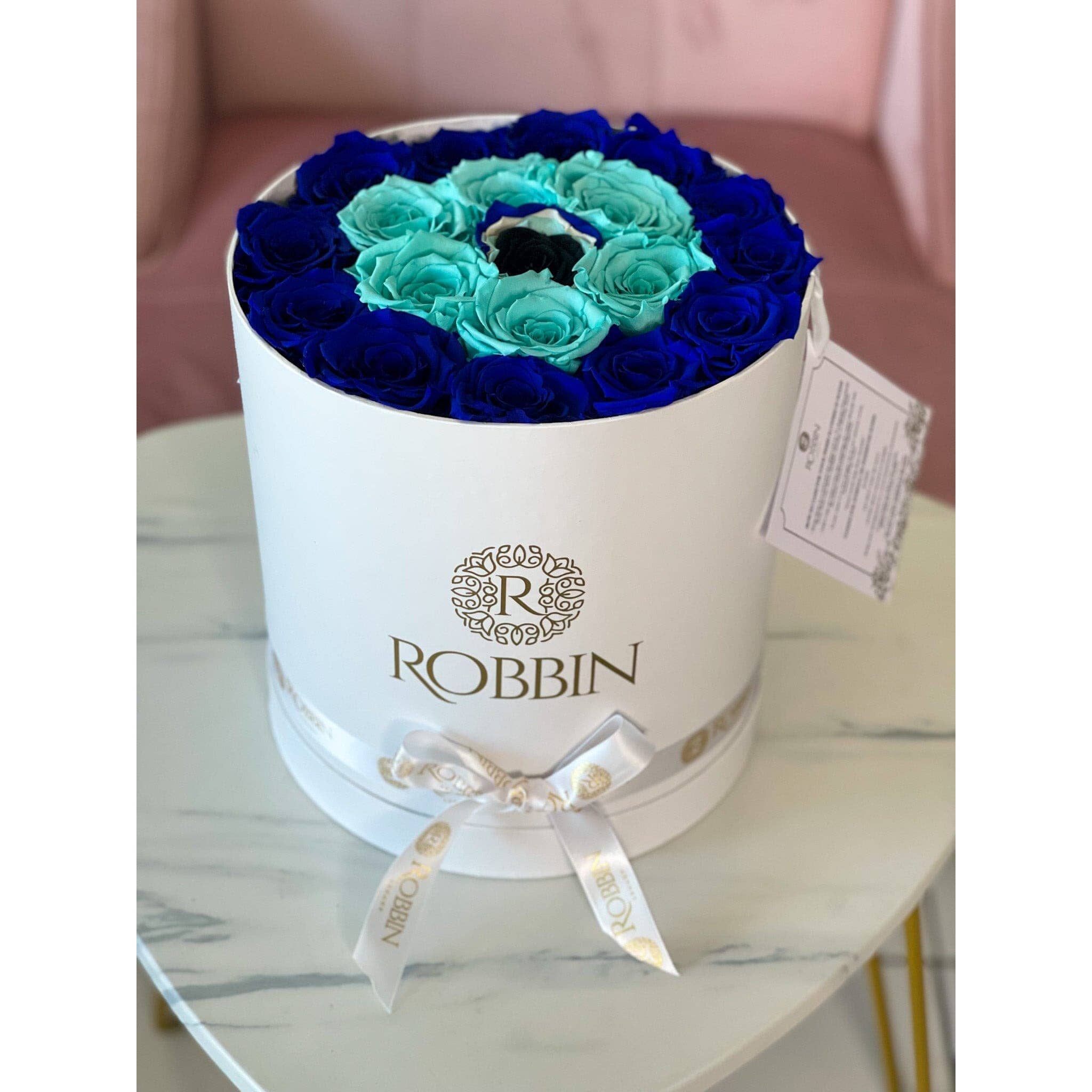 Evil Eye Preserved Roses Round Box Miami Florida and Nationwide. Preserved Roses Robbin Legacy 