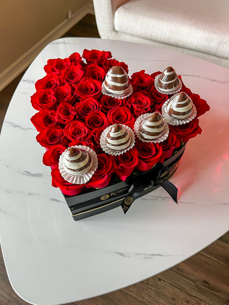 Heart Box Fresh Roses Flowers Chocolate Covered Strawberries Miami Florida. Chocolate Covered Strawberries robbin legacy 