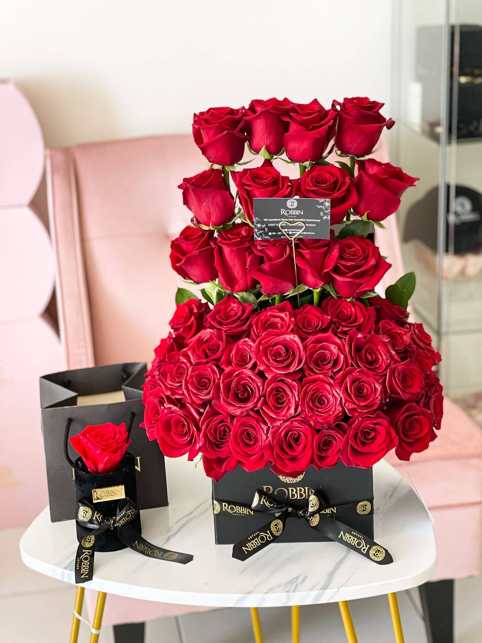 50 Fresh Roses Flowers and Ruscus Miami Florida.. Fresh Flowers Robbin Legacy 
