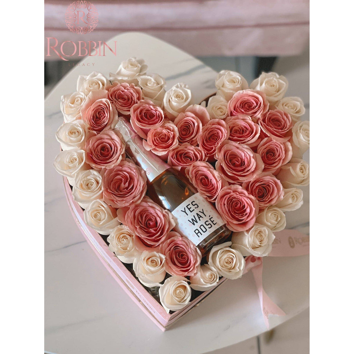 Heart Box Fresh Roses Flowers and Bubble Miami Florida.. Fresh Flowers Robbin Legacy 