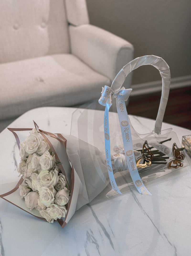 Transparent Handbag (bouquet) Miami Florida.. Fresh Flowers Robbin Legacy 