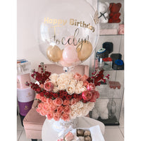 White, pink and lavanda Flowers and Hot Air Balloon Miami Florida. Balloons Robbin Legacy 
