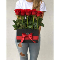 23 Fresh Roses Flowers and Ruscus Miami Florida.. Fresh Flowers Robbin Legacy Black Red 