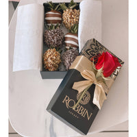6 chocolate covered strawberries Small Black Box Miami Florida. Chocolate Covered Strawberries Robbin Legacy 