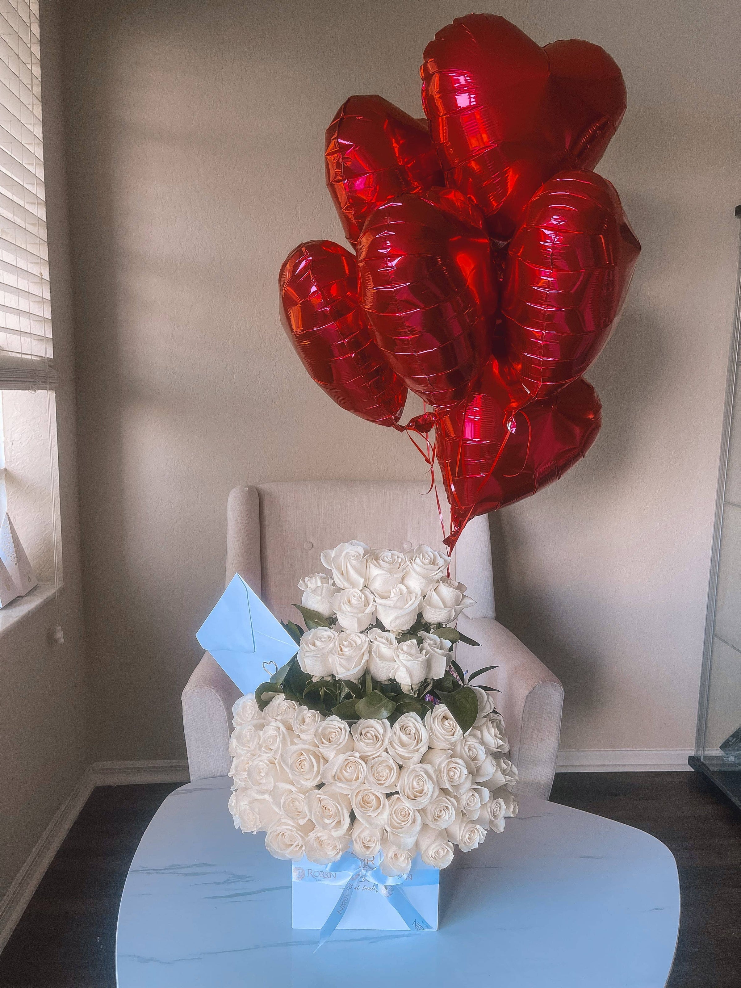 50 Fresh Roses Flowers and Ruscus Miami Florida.. Fresh Flowers Robbin Legacy 