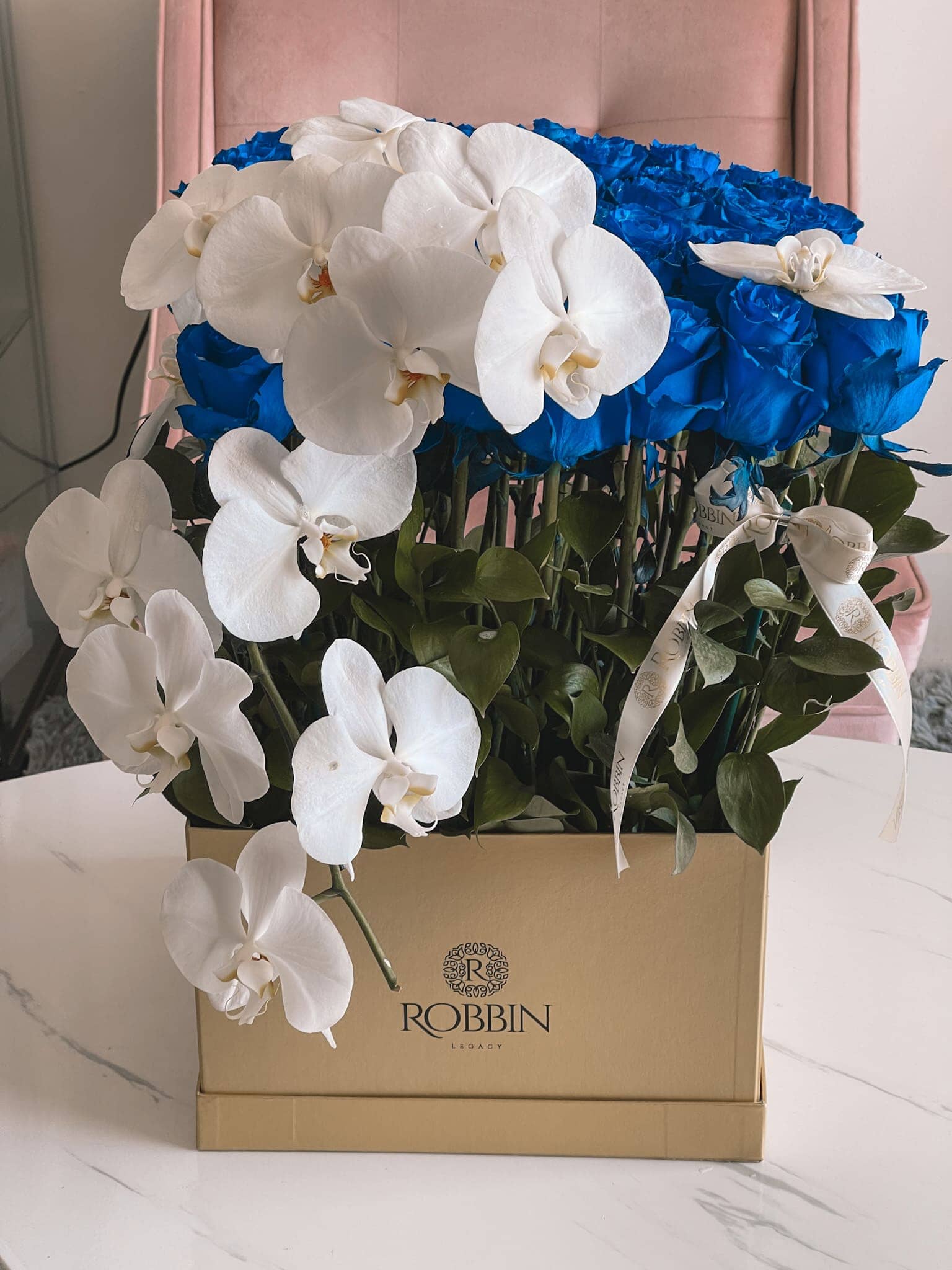 49 Large Roses And White Orchid Miami Florida. Robbin Legacy 