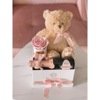 Teddy Bear and Preserved Roses Miami Florida and Nationwide.. Preserved Roses Robbin Legacy Pink White 