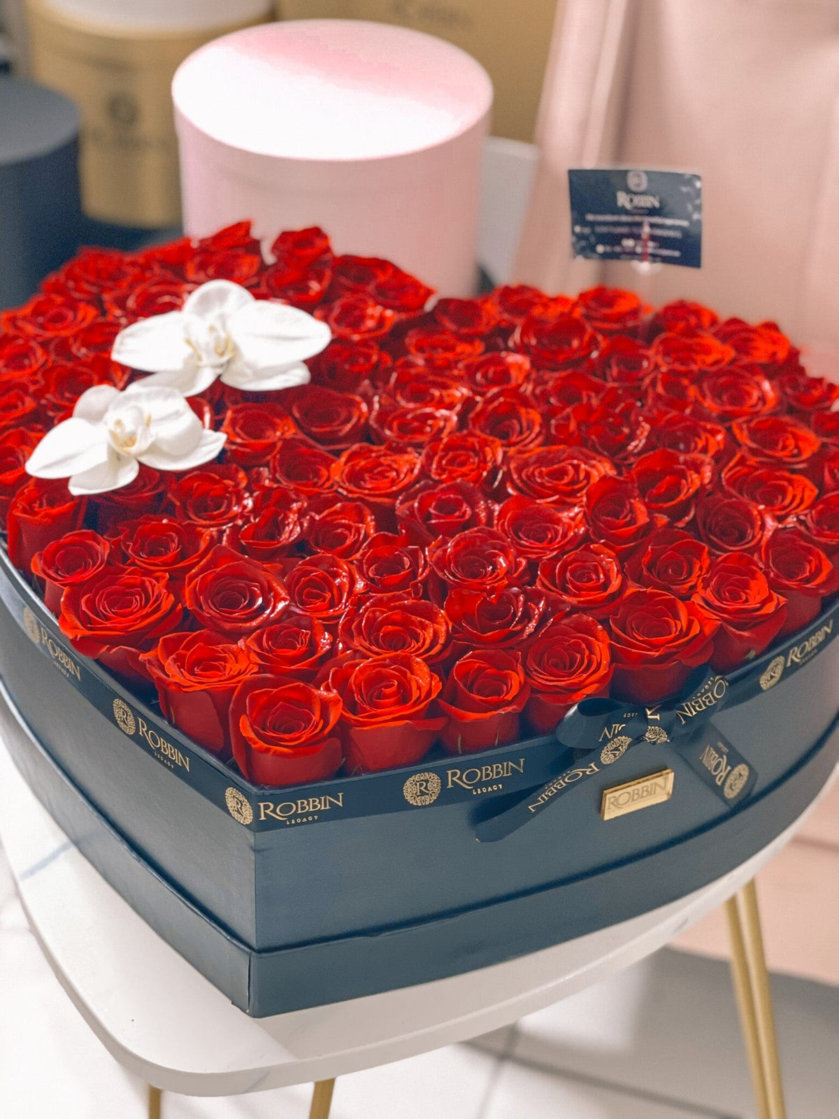 Luxury Big Heart Box fresh Roses Flowers Miami Florida.. Fresh Flowers Robbin Legacy 