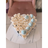 Heart Box Fresh Roses Flowers Chocolate Covered Strawberries Miami Florida. Chocolate Covered Strawberries robbin legacy White White Lightblue